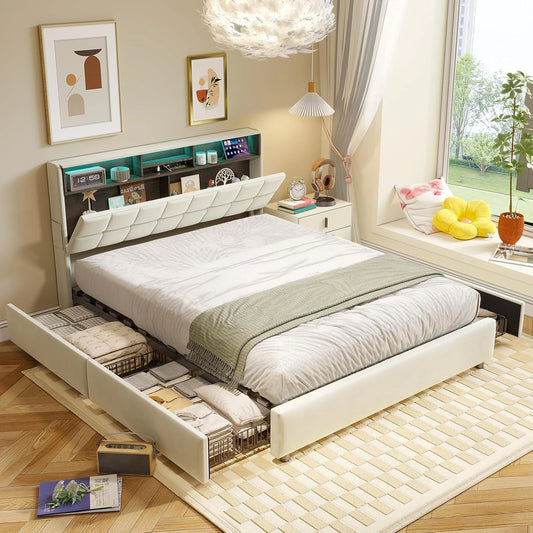 Letto, 500KG, a LED, Beige