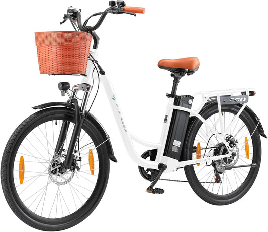 TTGO, Bicicletta elettrica, 36V, 14,5Ah, 26 Pollici, con display digitale, Bianco