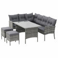 Modulares Gartenlounge-Set für 7-8 Personen, Wetterfeste Outdoor-Möbel mit Tisch und Kissen, Waschbarer Bezug, Ideal für Balkon und Pool, Farbe: Grau