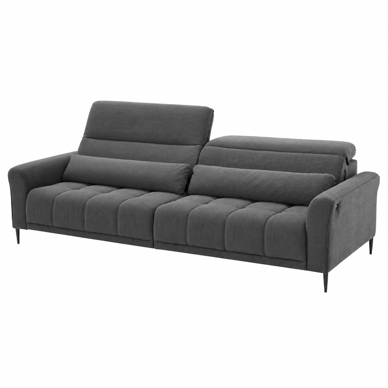 Großes XXL-Sofa Wolve in Grau mit elektrischer Sitztiefenverstellung und Nosagunterfederung
