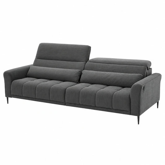 Großes XXL-Sofa Wolve in Grau mit elektrischer Sitztiefenverstellung und Nosagunterfederung