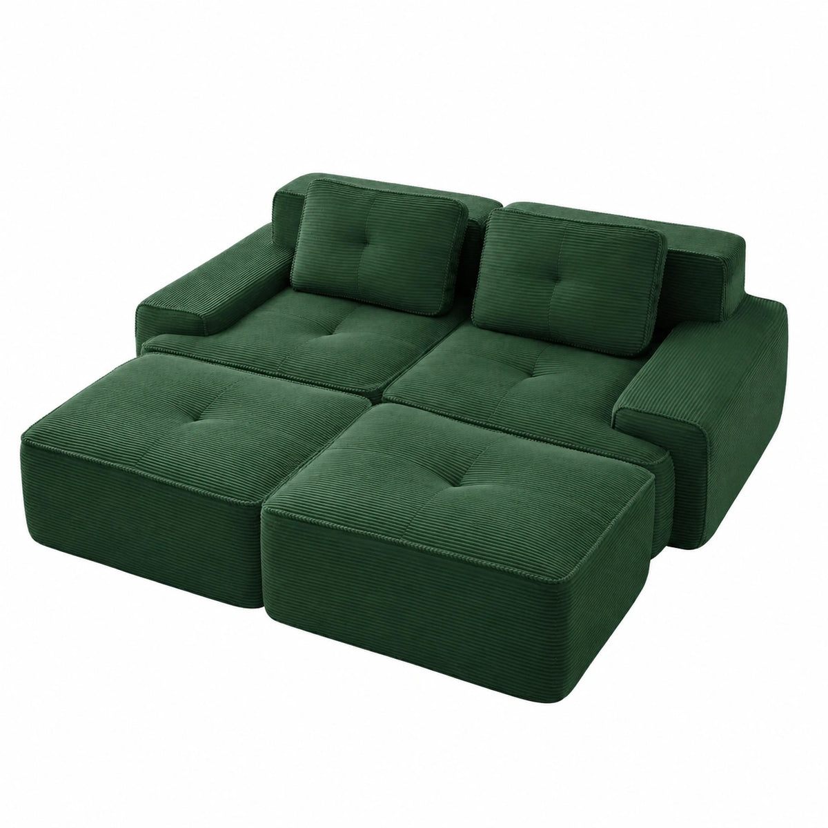 Bladez Modulares Schlafsofa Loveseat mit Ottoman, Komfort-Sofa ohne Montage, Hochelastischer Schaumstoff, Grün, 2-Sitzer