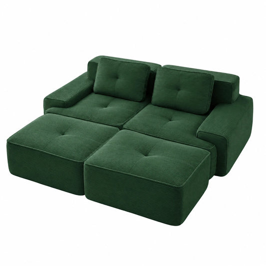 Bladez Modulares Schlafsofa Loveseat mit Ottoman, Komfort-Sofa ohne Montage, Hochelastischer Schaumstoff, Grün, 2-Sitzer