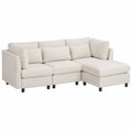 Zeitgemäßes Ecksofa mit Hocker, Dreisitzer im modernen Design