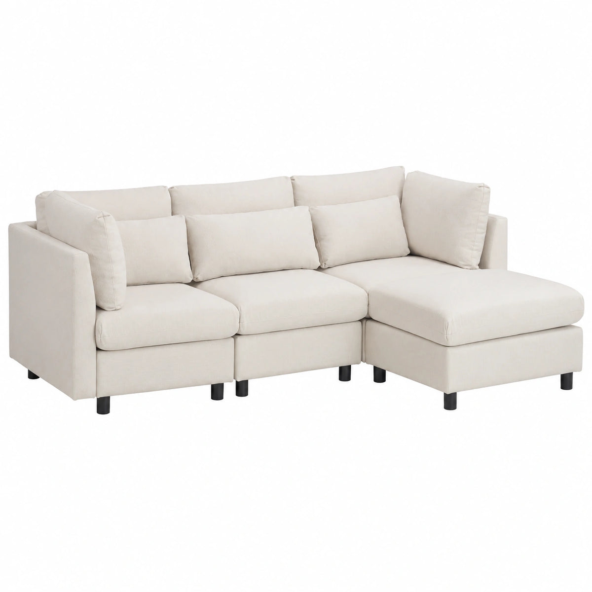 Zeitgemäßes Ecksofa mit Hocker, Dreisitzer im modernen Design