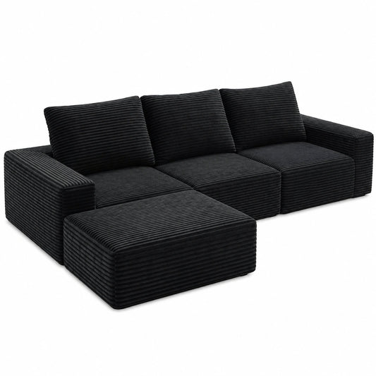 Vielseitiges Schlafsofa mit Ottomane, Bequemes Lounge-Sofa für modernes Wohnzimmer, Einfach zu montieren