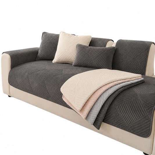 Universelle elastische Sofahusse, L-förmig, rutschfest und waschbar für 1/2/3/4 Sitzer, Dunkelgrau