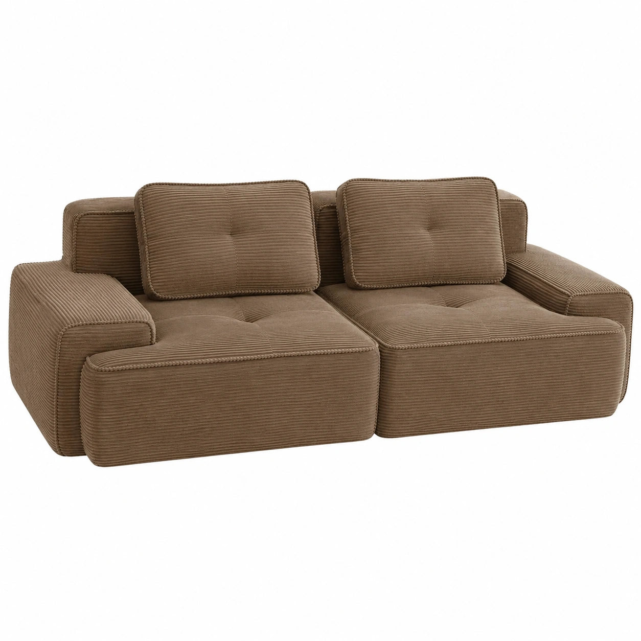 Bladez 2-Sitzer Modulares Sofa, Modernes Design, Komfortabler Tiefsitz, Keine Montage erforderlich, 32D Hochelastischer Schaum, Braun