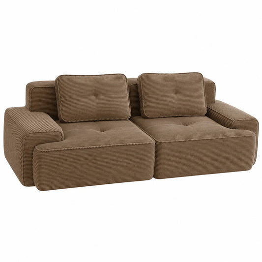 Bladez 2-Sitzer Modulares Sofa, Modernes Design, Komfortabler Tiefsitz, Keine Montage erforderlich, 32D Hochelastischer Schaum, Braun