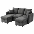 Modulares U-Sofa mit Stauraum und Schlaffunktion, Chenille-Bezug, inklusive Hocker und Schubladen