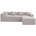Modulares L-förmiges Ecksofa mit Komfortschaum, Cord-Klappsofa, Beige, 277x165.5x65.5 cm
