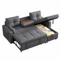 Modular-Sofa mit Bettfunktion, Stauraum und Getränkehalter, ideal für Wohnzimmer und Heimkino (Grau)