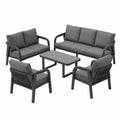 7-Sitzer Gartenmöbel-Set, wetterfeste Outdoor-Lounge mit Geflecht, Sofas, Sessel und Couchtisch, ideal für Terrasse und Garten, Grau