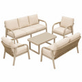 Modulares Gartenlounge-Set für 7 Personen mit Glas-Couchtisch und Seilgeflecht-Design, Beige