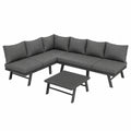Modulares Gartensofa-Set für 6 Personen, wetterfeste Terrassenmöbel mit Kissen und stabilem Gestell, Graue Outdoor Lounge